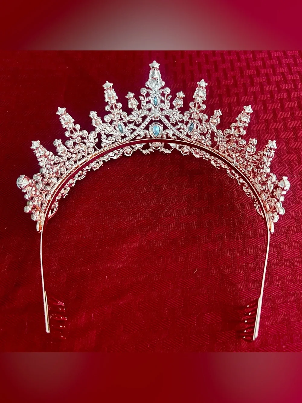 Crystal Rose Gold Bridal Tiara - Elegant Sparkling Headpiece